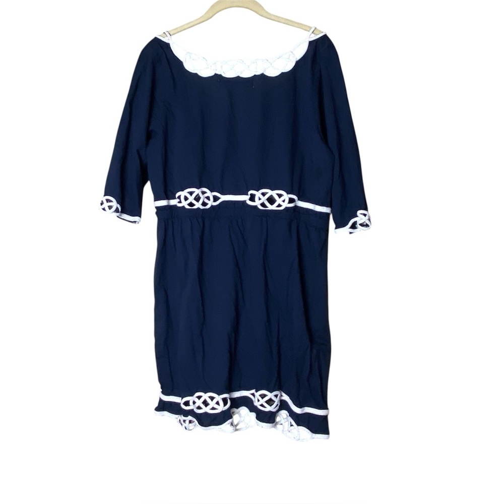 Gretchen Scott Infinity Navy Embroidered Tassel Dress XL Resort Coastal - Picture 3 of 5